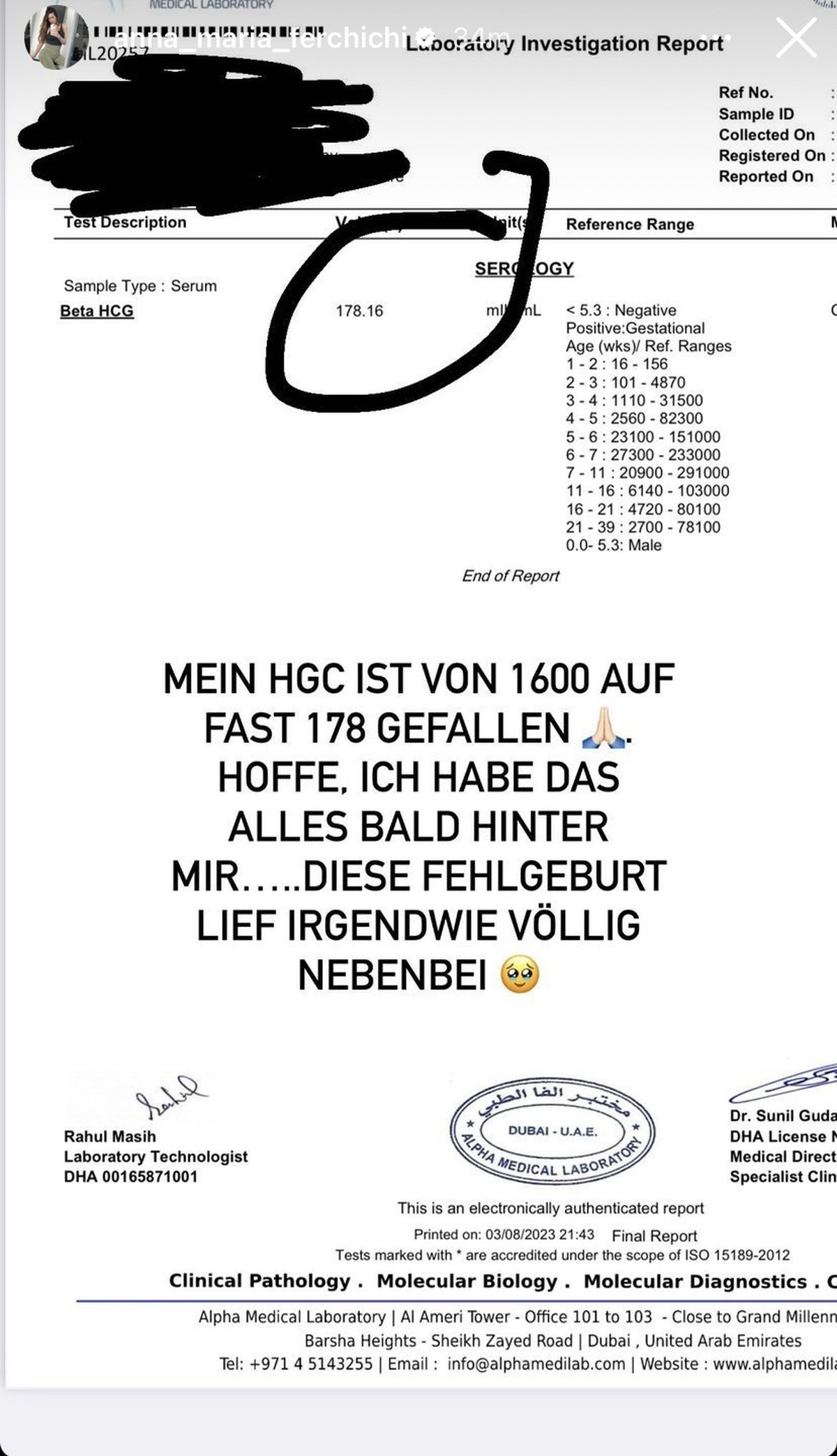 Diesen Post veröffentlichte Anna-Maria in ihrer Instagram-Story.