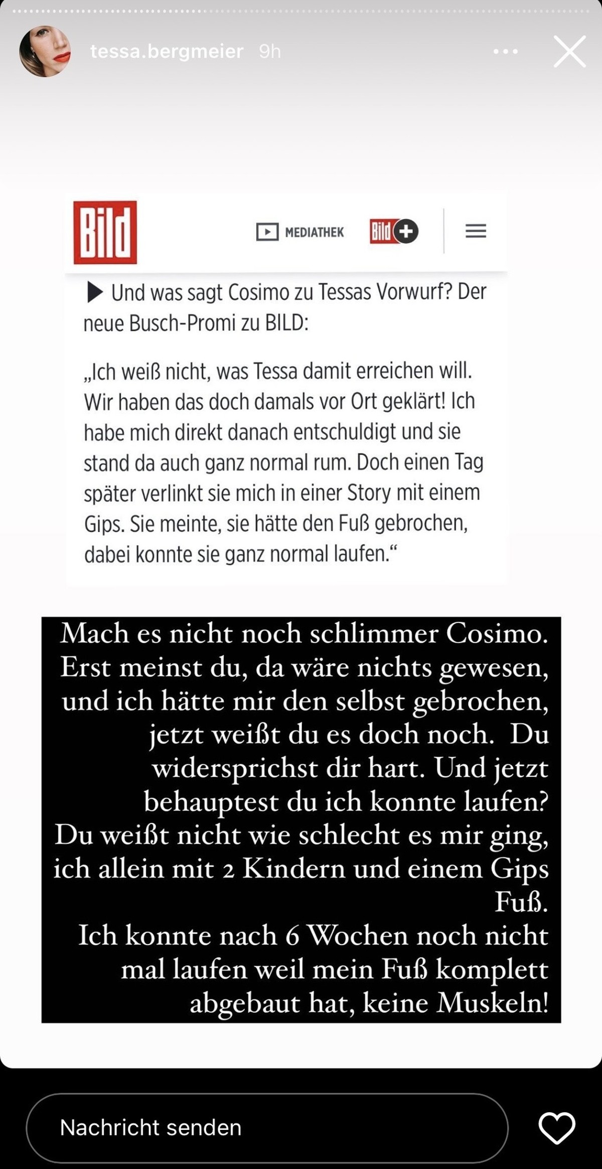 Kurz vor dem Einzug in das Dschungelcamp gerieten Tessa Bergmeier und Cosimo Citiolo in einen Streit.