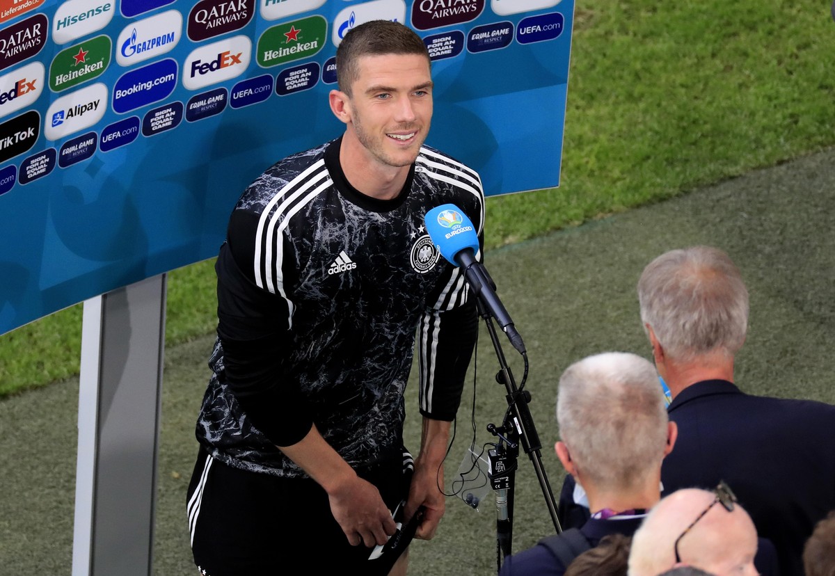 GOSENS Robin Team Deutschland nach dem Spiel beim TV Interview als STAR OF THE MACH UEFA Fussball Europameisterschaften 2020 Vorrunden Spiel Portugal - Deutschland 2 : 4 am 19.Juni 2021 in Muenchen DF ...