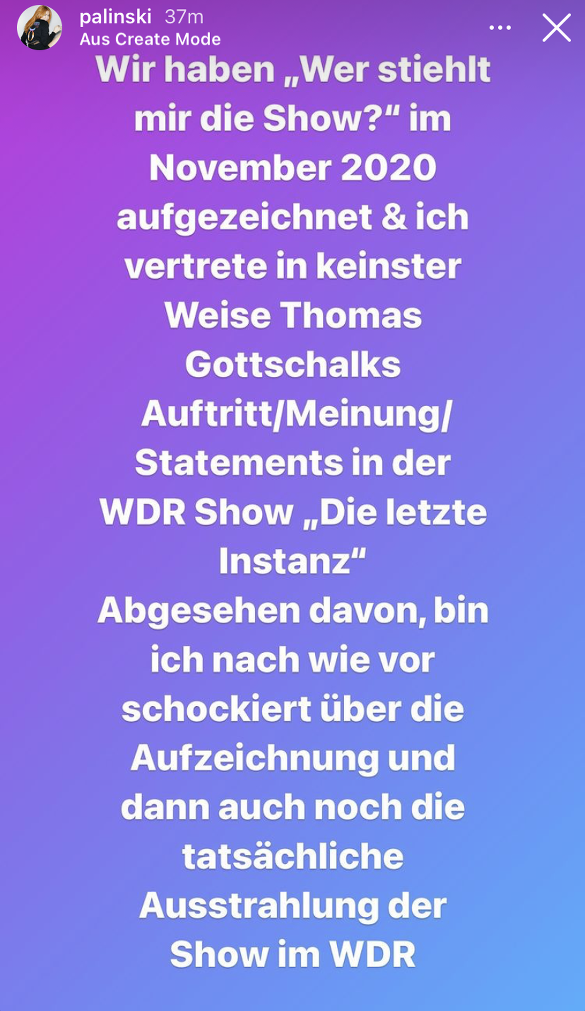 Palina Rojinski veröffentlichte vor der Ausstrahlung der ProSieben-Show dieses Statement.