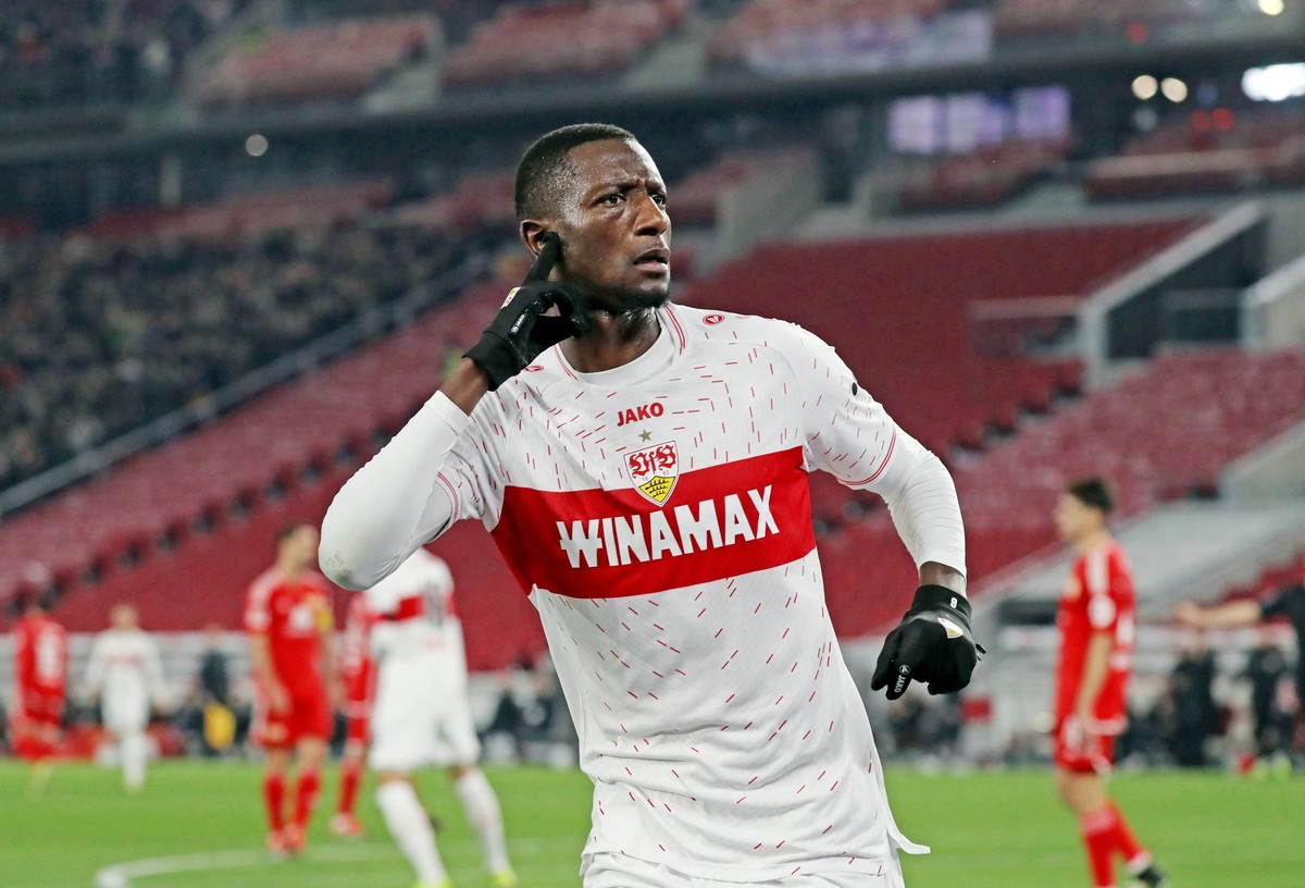 08.03.24 VfB Stuttgart - 1. FC Union Berlin Deutschland, Stuttgart, 08.03.2024, Fussball, Bundesliga, VfB Stuttgart - 1. FC Union Berlin: Serhou Guirassy VfB Stuttgart Jubel Tor 1:0 Guirassy. *** 08 0 ...