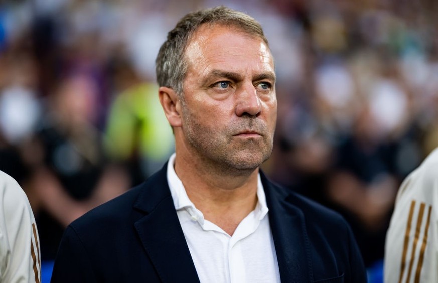 GELSENKIRCHEN, GERMANY - JUNE 20: Head coach Hansi Flick of Germany looks on prior to the international friendly match between Germany and Colombia at Veltins-Arena on June 20, 2023 in Gelsenkirchen,  ...