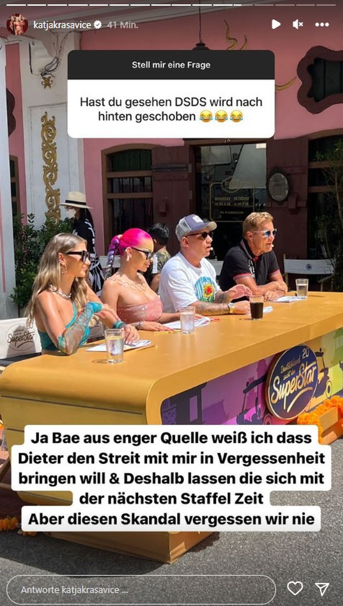 Katja Krasavice teilt Insider-Infos in ihrer Story.