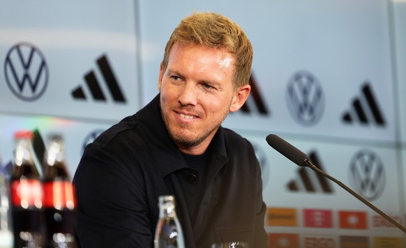 ARCHIV - 22.09.2023, Hessen, Frankfurt/Main: Fußball: DFB, Nationalmannschaft, Pressekonferenz nach der Präsidiumssitzung. Der neue Bundestrainer Julian Nagelsmann nimmt an einer Pressekonferenz teil. ...