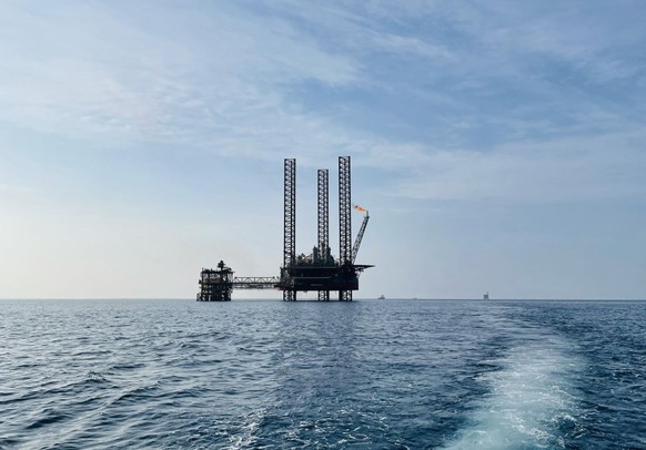 RAS BEHAR, EGYPT - JANUARY 29: A view of oil platform as searching continues for oil and natural gas offshore the Red Sea in Ras Behar region, Egypt on January 29, 2023. (Photo by Stringer/Anadolu Age ...