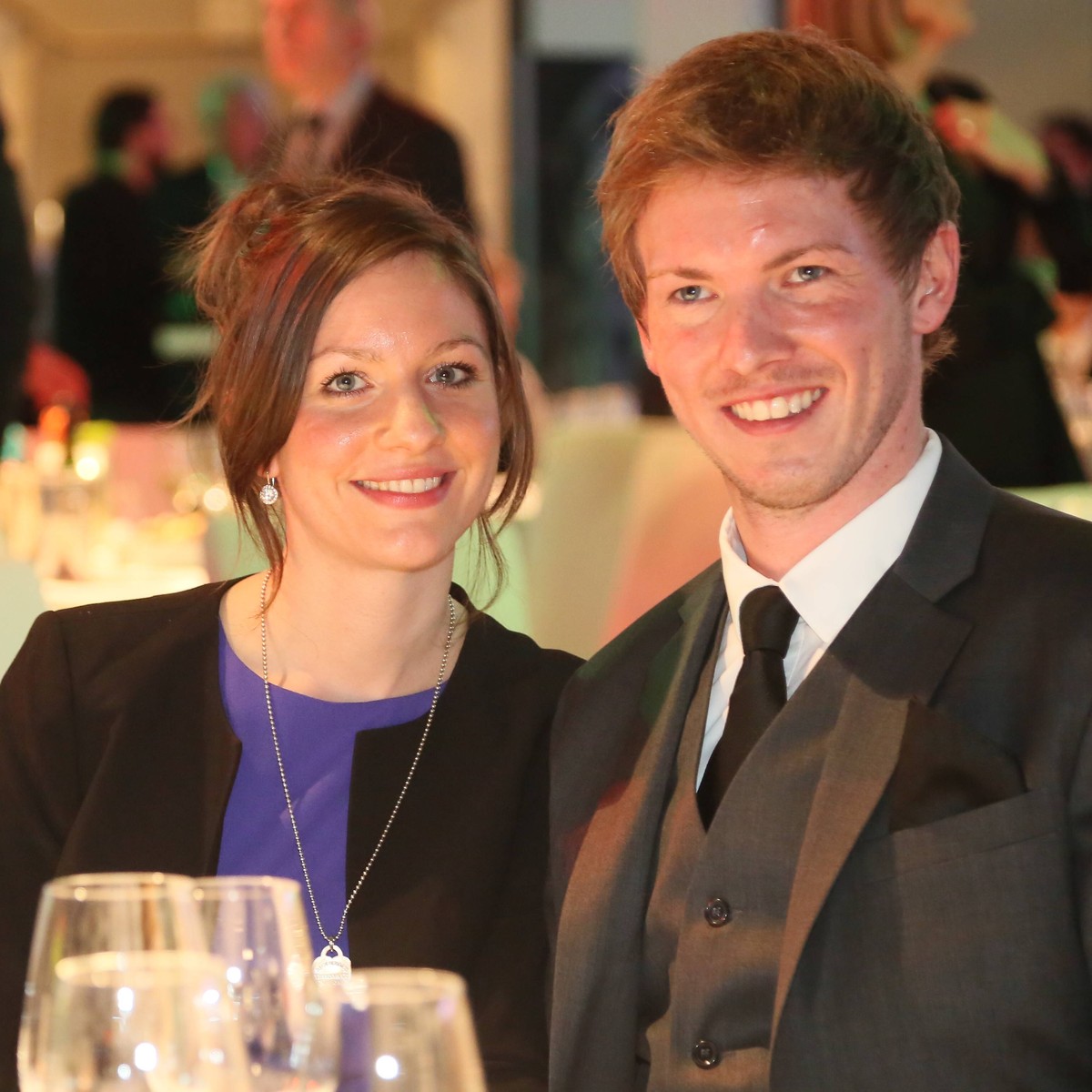 Hoffenheim Trainer Julian Nagelsmann mit seiner Freundin Verena an seinem Tisch bei der Trainergala - DFB Trainergala 2016, Palais Frankfurt
Hoffenheim team manager Julian Nagelsmann with his Girlf ...