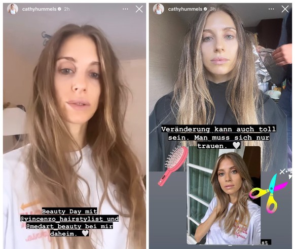 Cathy Hummels lässt ihre Haare schneiden.
