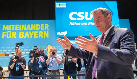 06.05.2023, Bayern, Nürnberg: Markus Söder, Parteichef der CSU, nimmt am CSU-Parteitag in der Frankenmetropole teil. Söder soll zum Spitzenkandidaten seiner Partei für die Landtagswahl 2023 gewählt we ...