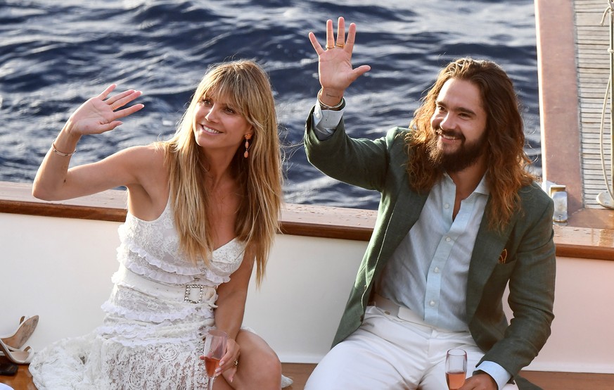 Model Heidi Klum and Tom Kaulitz are seen on a boat ahead their wedding on August 02, 2019 in Capri, Italy.

Pictured: Heidi Klum,Tom Kaulitz
Ref: SPL5107292 020819 NON-EXCLUSIVE
Picture by: SplashNew ...