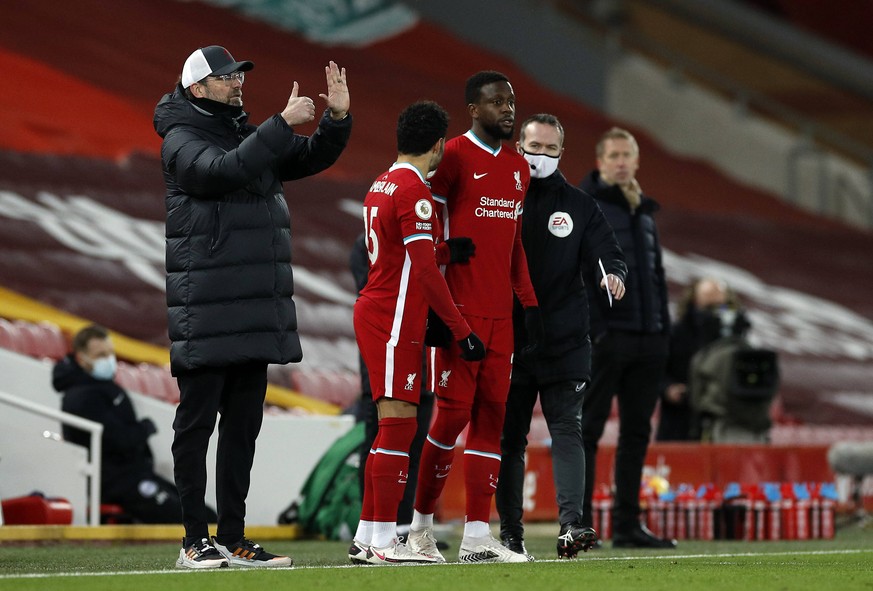 Liverpool v Brighton and Hove Albion - Premier League - Anfield Liverpool manager Jurgen Klopp gives instructions on the touchline during the Premier League match at Anfield, Liverpool. Picture date:  ...