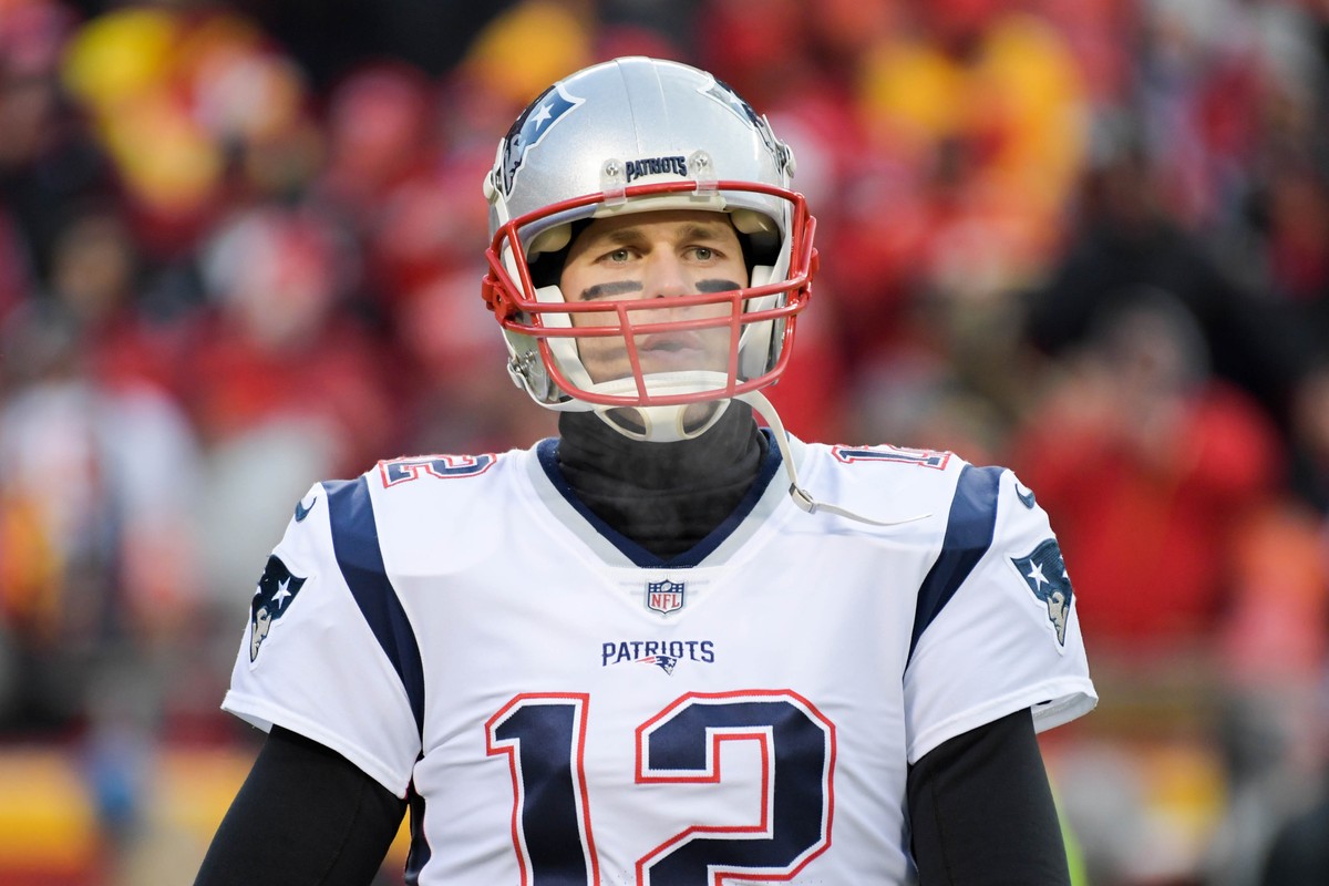 Jan 20, 2019; Kansas City, MO, USA; New England Patriots quarterback Tom Brady (12) warms up before the AFC Championship game between the Kansas City Chiefs and the New England Patriots at Arrowhead S ...