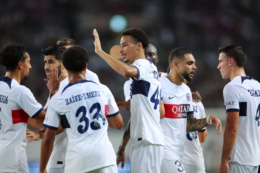 Hugo Ekitike &amp; Paris Saint-Germain team group, Mannschaftsbild, Totale PSG, JULY 28, 2023 - Football / Soccer : Friendly match between Paris Saint-Germain - Cerezo Osaka at Yanmar Stadium Nagai in ...