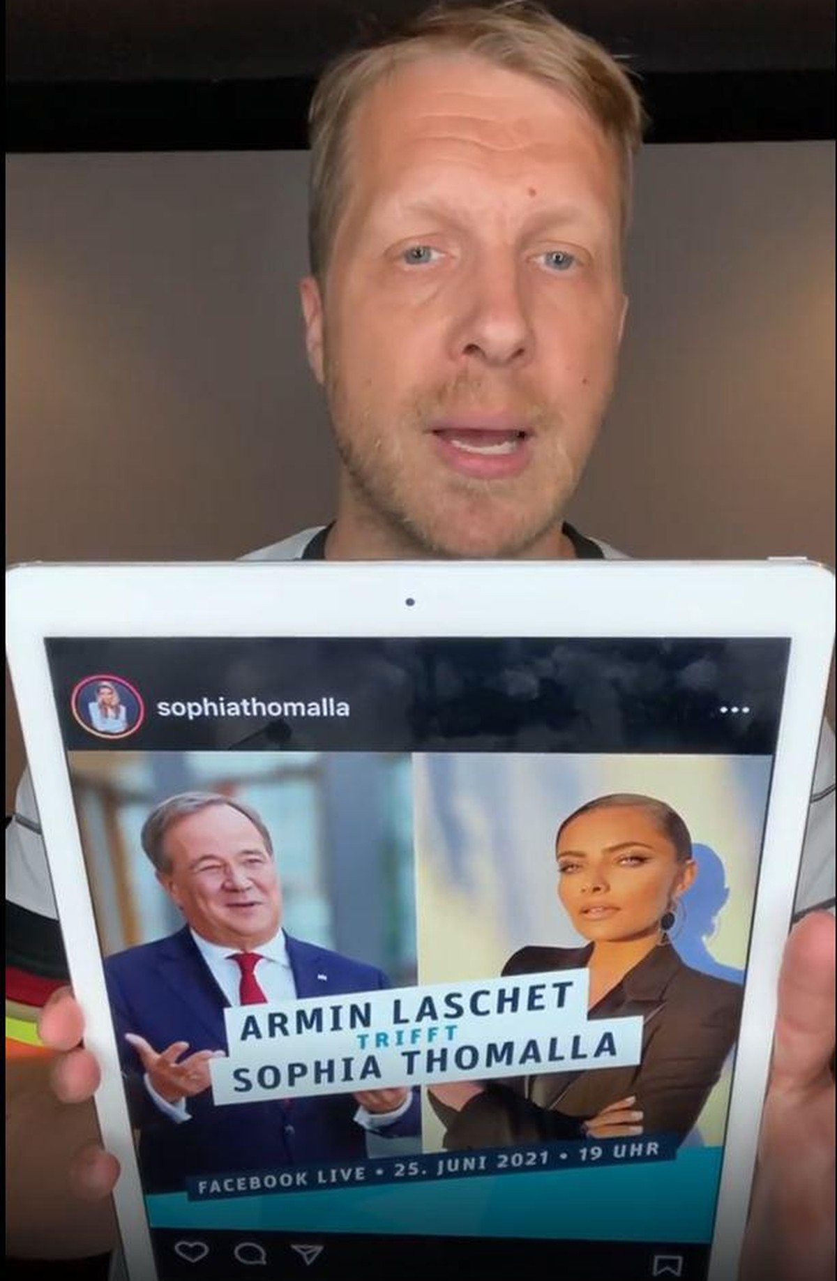 Oliver Pocher macht sich über Treffen von Sophia Thomalla und Armin Laschet lustig.
