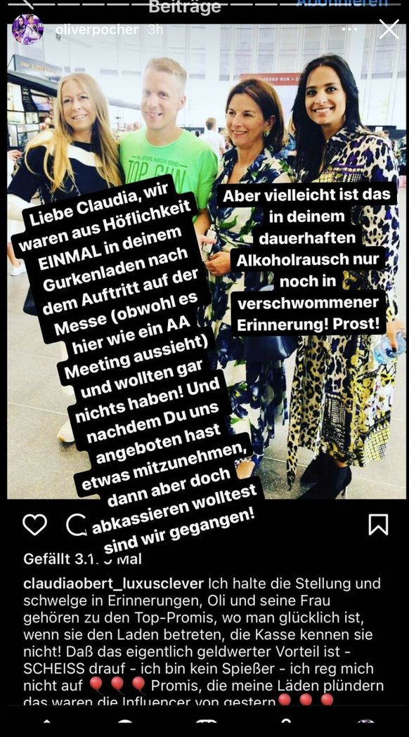 So reagierte Oliver Pocher auf Oberts Instagram-Post.