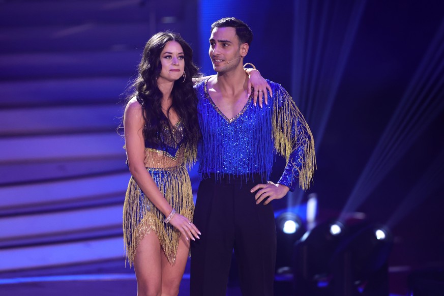 COLOGNE, GERMANY - APRIL 08: Timur Uelker and Malika Dzumaev are seen on stage during the 7th show of the 15th season of the television competition show &quot;Let&#039;s Dance&quot; at MMC Studios on  ...