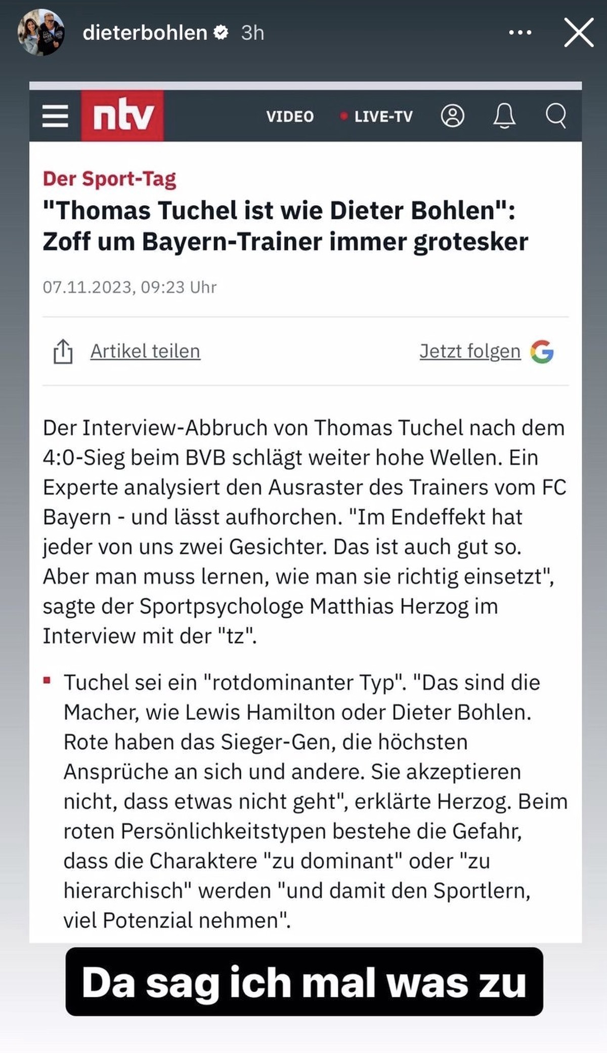 Dieter Bohlen möchte sich zu dem Tuchel-Eklat äußern.