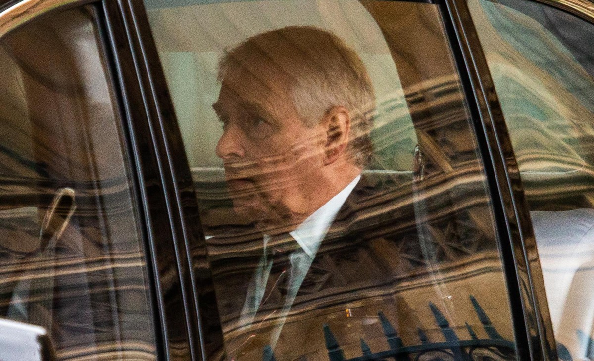 March 29, 2022, London, England, United Kingdom: Prince ANDREW is seen leaving Westminster Abbey after a Service of Thanksgiving for the life of the Duke of Edinburgh Prince Philip. (Credit Image: Â©  ...