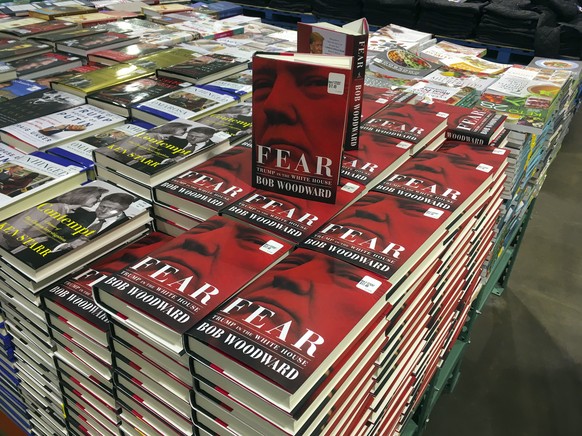 Copies of Bob Woodward&#039;s &quot;Fear&quot; are seen for sale at Costco, Wednesday, Sept. 11, 2018 in Arlington, Va. It&#039;s not clear whether President Donald Trump has much to fear from &quot;F ...