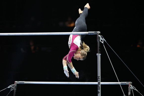 Elisabeth Seitz, GER, during all-around final at 2021 artistics Europeans in Basel 23/04/2021 *** Elisabeth Seitz, GER, during all around final at 2021 artistics Europeans in Basel 23 04 2021 PUBLICAT ...