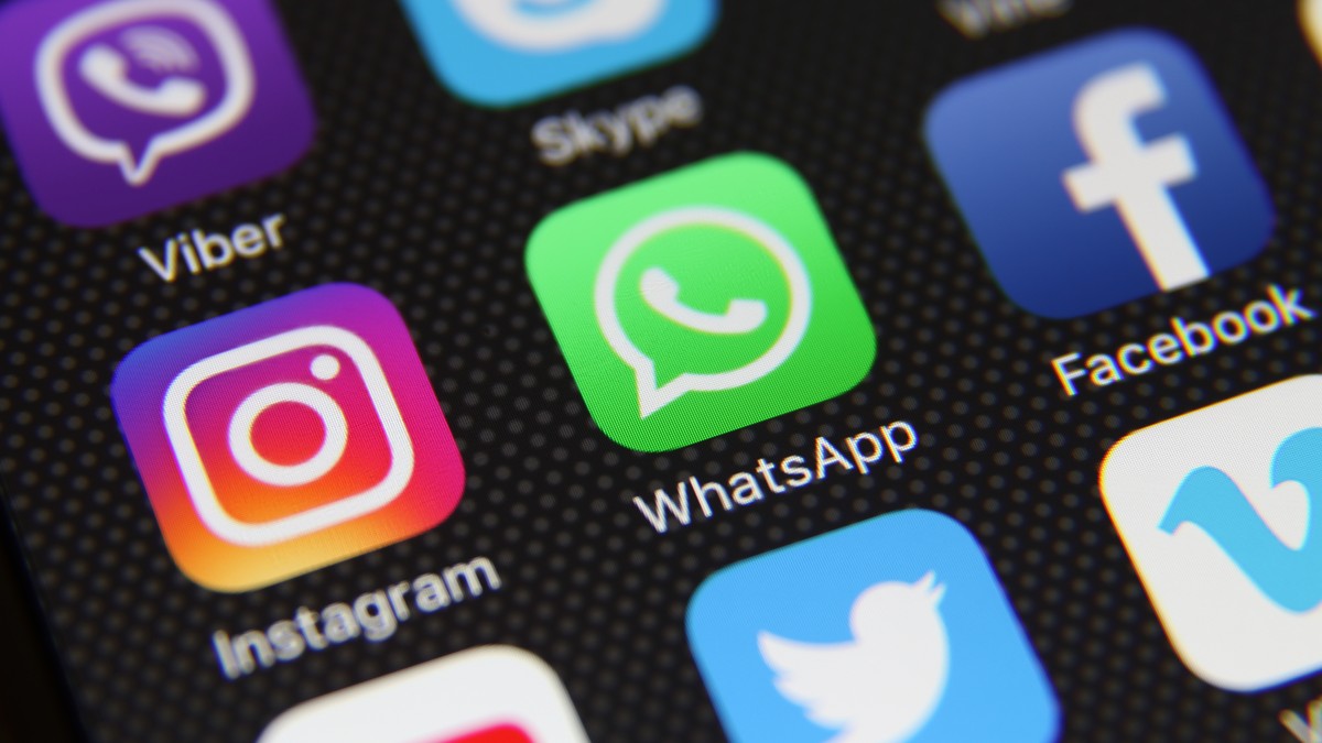 Berlin, Germany - 05 21 2016: Apple iPhone 6s screen with social media applications Facebook, Instagram, Twitter, Google, Youtube, Vimeo, LinkedIn, Pinterest, WhatsApp etc.