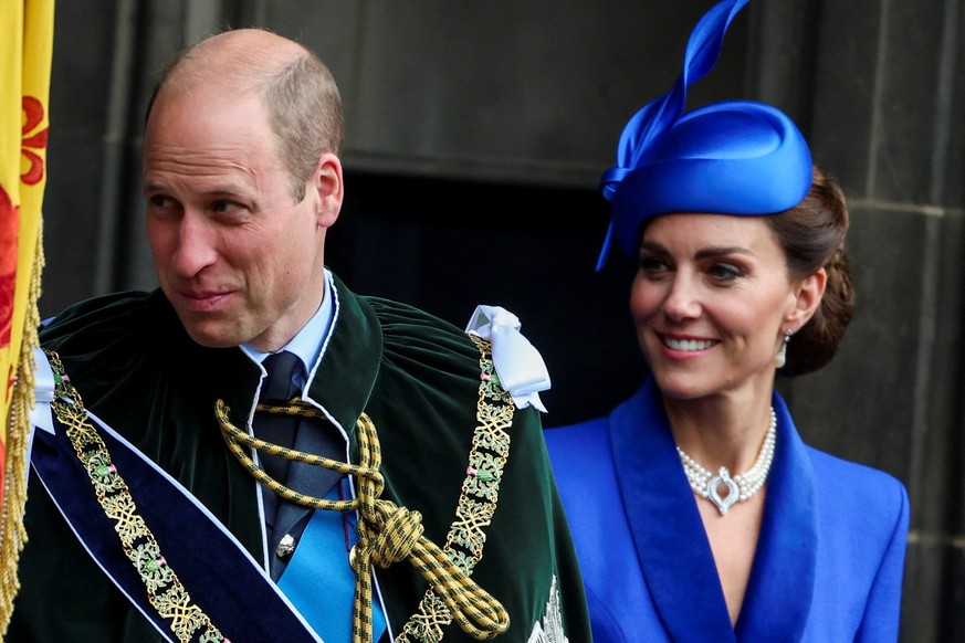 EDINBURGH, SCOTLAND - JULY 05: Prince William, Prince of Wales and Catherine, Princess of Wales, outside St Giles&#039; Cathedral, on the day of a ceremony in Scotland known as the National Service of ...