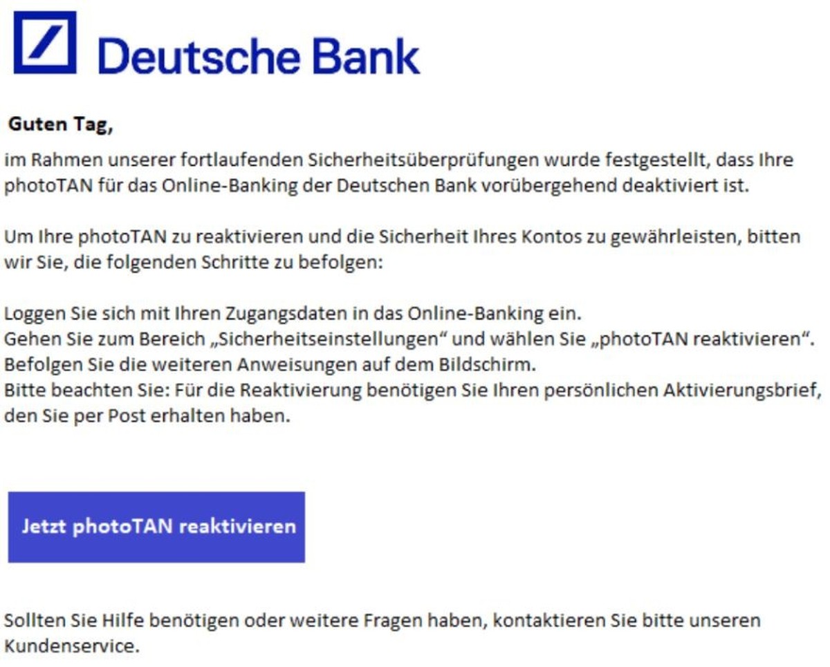 Die Betrugsmail sieht täuschend echt aus.
