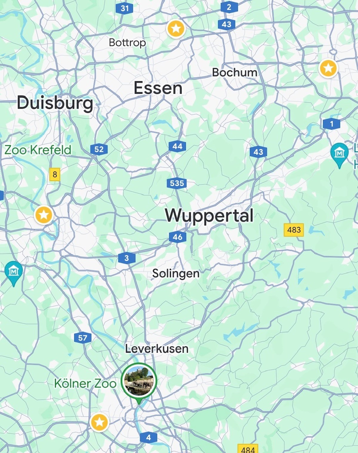 Vier Sterne, vier Stadien. Maximale Entfernung: rund 100 Kilometer.