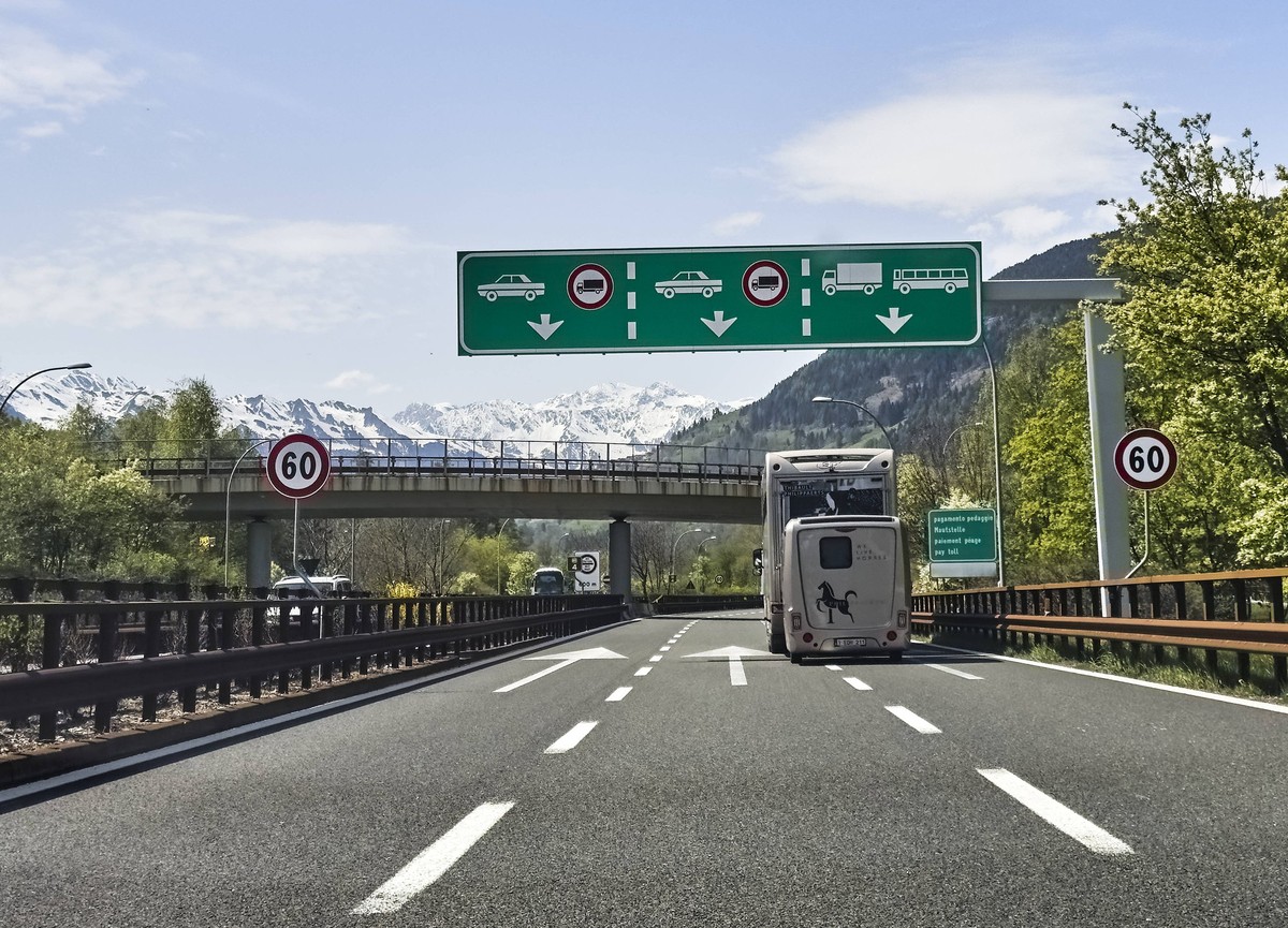 Brenner highway toll station in Sterzing, Italy, Apr 29, 2024.