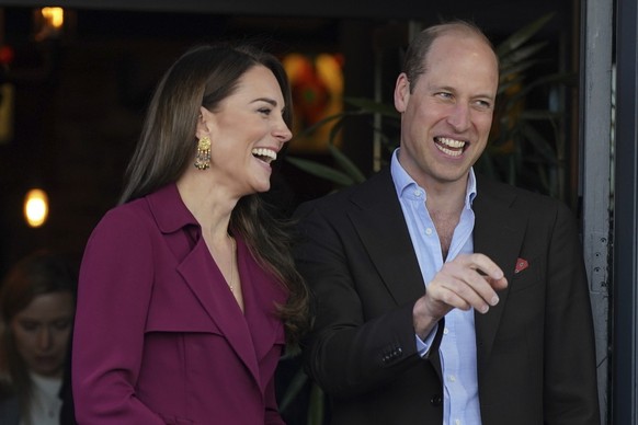 Britain&#039;s Kate, Princess of Wales, left, and Britain&#039;s Prince William leave after a visit to The Rectory, Birmingham, England, Thursday, April 20, 2023. (Jacob King, Pool Photo via AP)