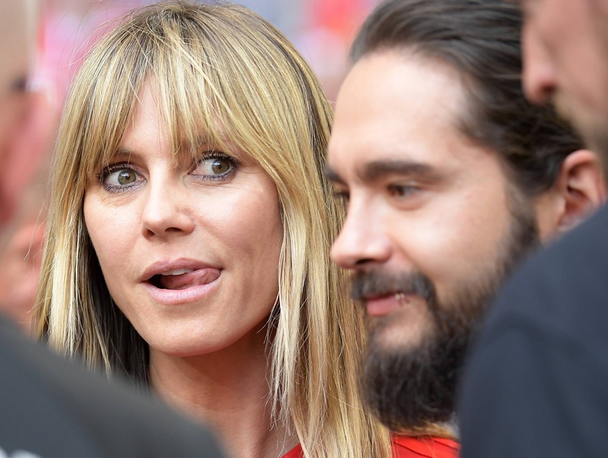 18.05.2019, xemx, Fussball 1.Bundesliga, FC Bayern Muenchen - Eintracht Frankfurt emspor, v.l. Heidi Klum und Tom Kaulitz (DFL/DFB REGULATIONS PROHIBIT ANY USE OF PHOTOGRAPHS as IMAGE SEQUENCES and/or ...