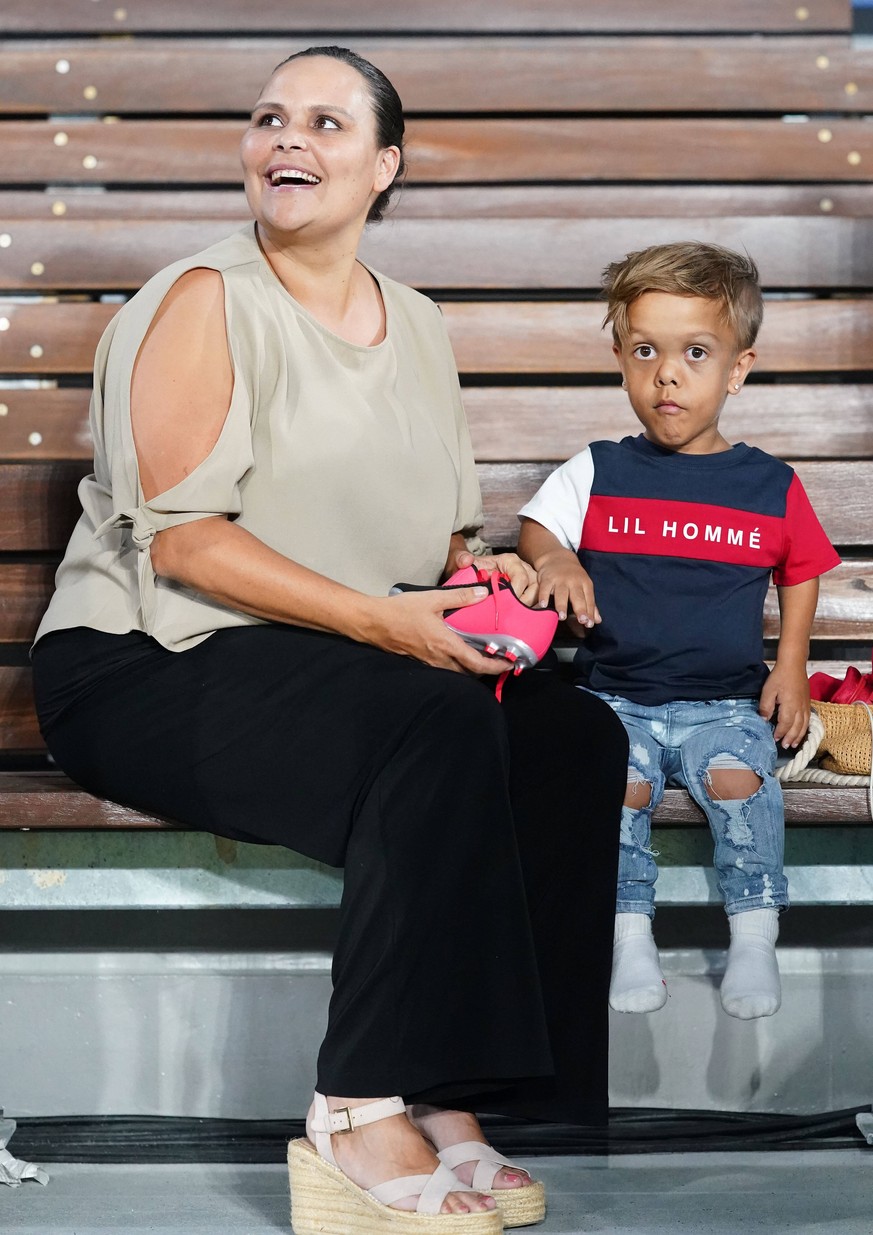 NRL INDIGENOUS MAORI ALL STARS, Quaden Bayles, 9, is seen with his mother Yarraka prior to the NRL Indigenous All-Stars vs Maori Kiwis match at CBus Super Stadium on the Gold Coast, Saturday, February ...