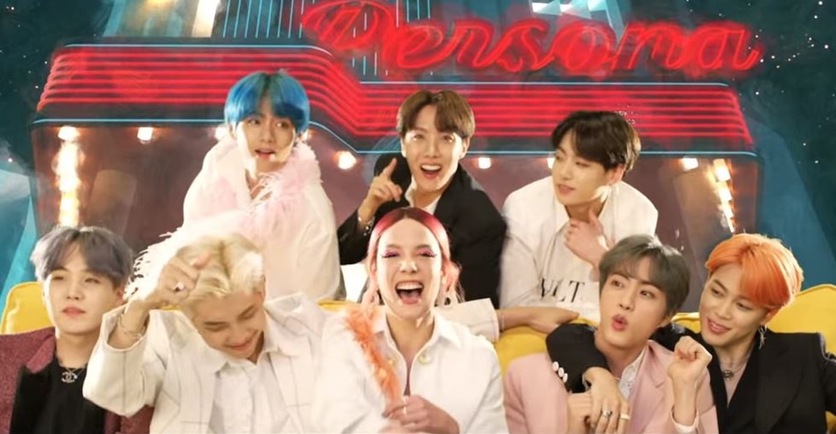 Halsey (vorn in der Mitte) mit der BTS-Rasselbande.