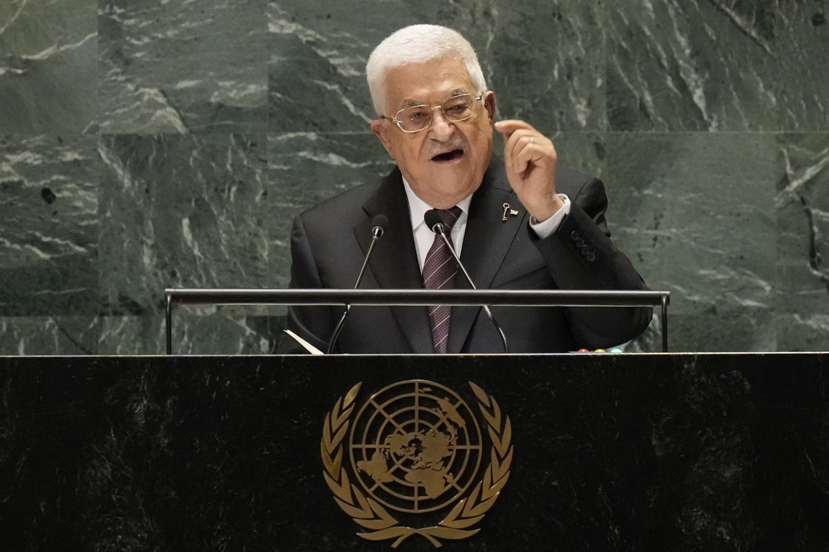 FILE - Palestinian President Mahmoud Abbas addresses the 79th session of the United Nations General Assembly, Sept. 26, 2024, at U.N. headquarters. (AP Photo/Frank Franklin II, File)