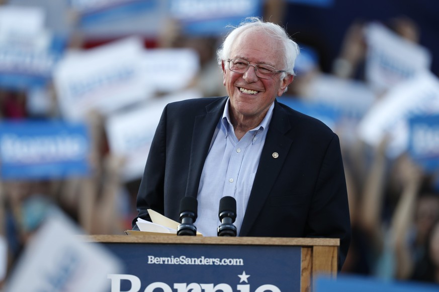 FILE - In this Monday, Sept. 9, 2019 file photo, Democratic presidential candidate Sen. Bernie Sanders, I-Vt., speaks during a rally at a campaign stop, in Denver. Sanders had a heart attack, his camp ...