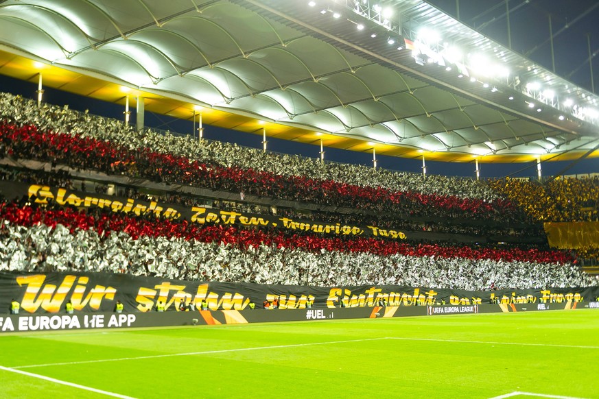 Frankfurt, Germany, 07.03.2019, UEFA Europa League - 2018/19 Season, Round of 16, Achtelfinalel, Eintracht Frankfurt - Inter Mailand, Choreografie ( DeFodi053 *** Frankfurt Germany 07 03 2019 UEFA Eur ...