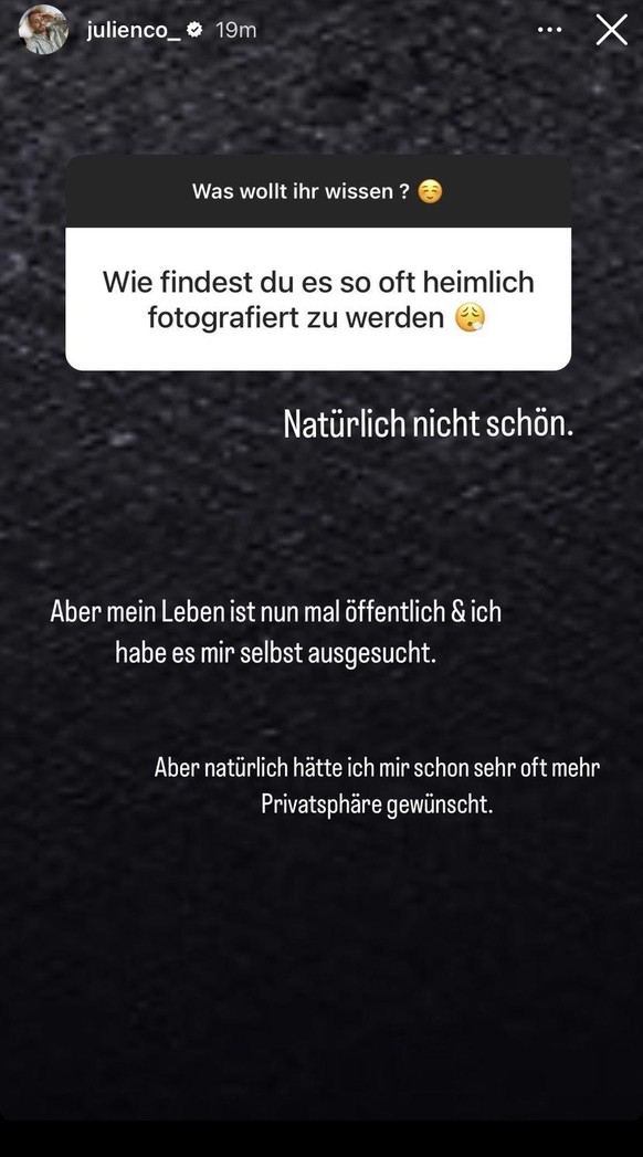 Julian betonte, dass er sich sein öffentliches Leben nun mal ausgesucht habe.