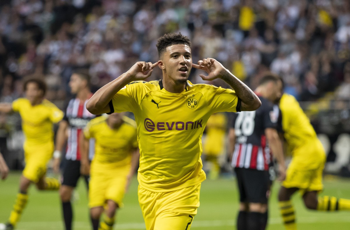 Frankfurt, Germany 22.09.2019, 1. Bundesliga, 5. Spieltag, Eintracht Frankfurt - Borussia Dortmund, Jadon Sancho Borussia Dortmund bejubelt sein Tor zum 2:1 Frankfurt Commerzbank-Arena Hessen Germany  ...