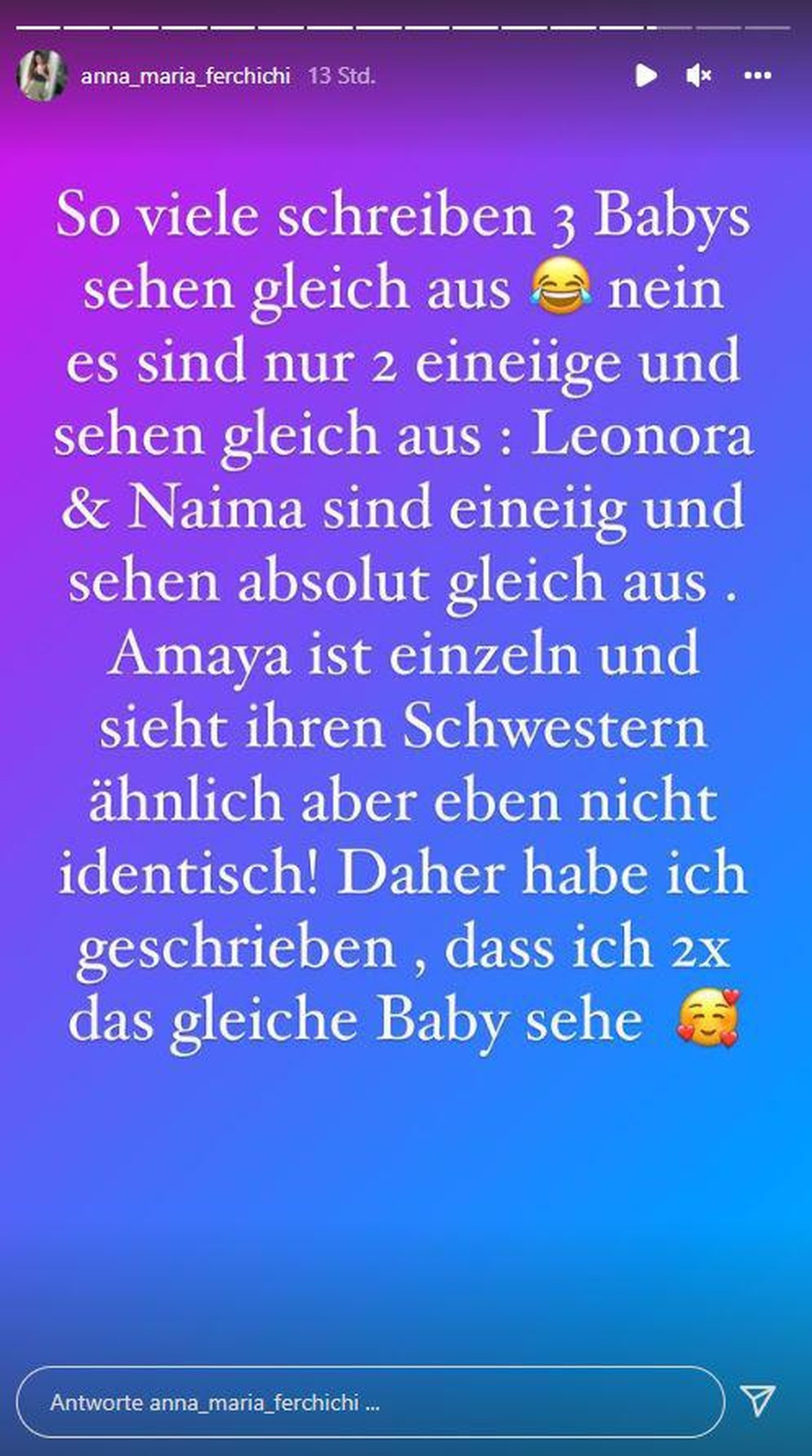 Anna-Maria Ferchichi klärte ihre Community über ihre Kinder auf.