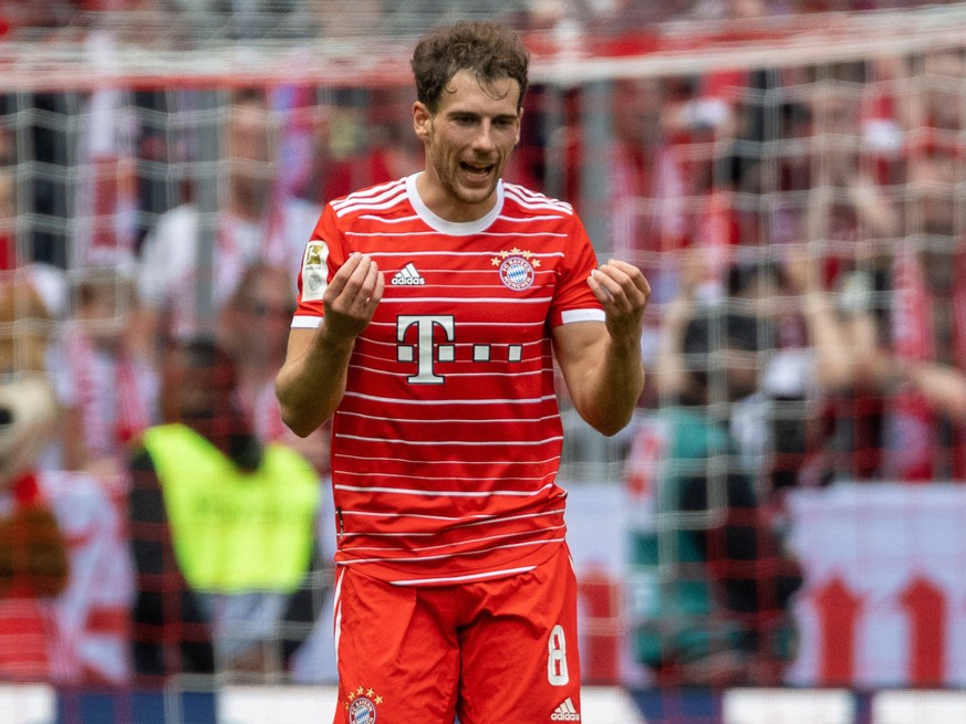 Leon Goretzka FC Bayern Muenchen, 08, ist enttäuscht/enttaeuscht, unzufrieden, negative Emotionen, GER, FC Bayern Muenchen FCB vs. Hertha BSC Berlin, Fussball, Bundesliga, 30. Spieltag, Spielzeit 2022 ...