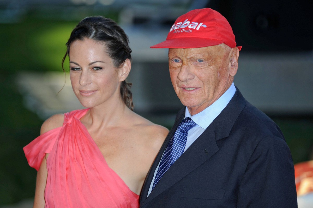 Lauda mit Ehefrau Birgit bei der Weltpremiere von "Rush".