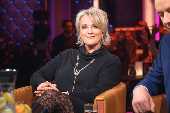 MDR - Riverboat. Moderatorin Ulla Kock am Brink anläßlich der Aufzeichnung der MDR - Talkshow Riverboat am 18.01.2019 im Studio 3 der Mediacity Leipzig. 20190118SFL0034 *** MDR Riverboat presenter Ull ...