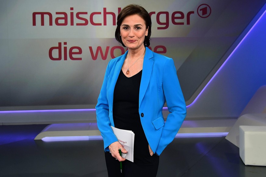 maischberger. die woche am 29.01.2020 im WDR Studio BS 3 in Köln Die deutsche Journalistin, Fernsehmoderatorin, Produzentin und Autorin Sandra Maischberger in der ARD Talkshow maischberger. die woche  ...