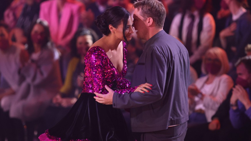 COLOGNE, GERMANY - APRIL 08: Amira Pocher and Oliver Pocher are seen during the 7th show of the 15th season of the television competition show &quot;Let&#039;s Dance&quot; at MMC Studios on April 08,  ...