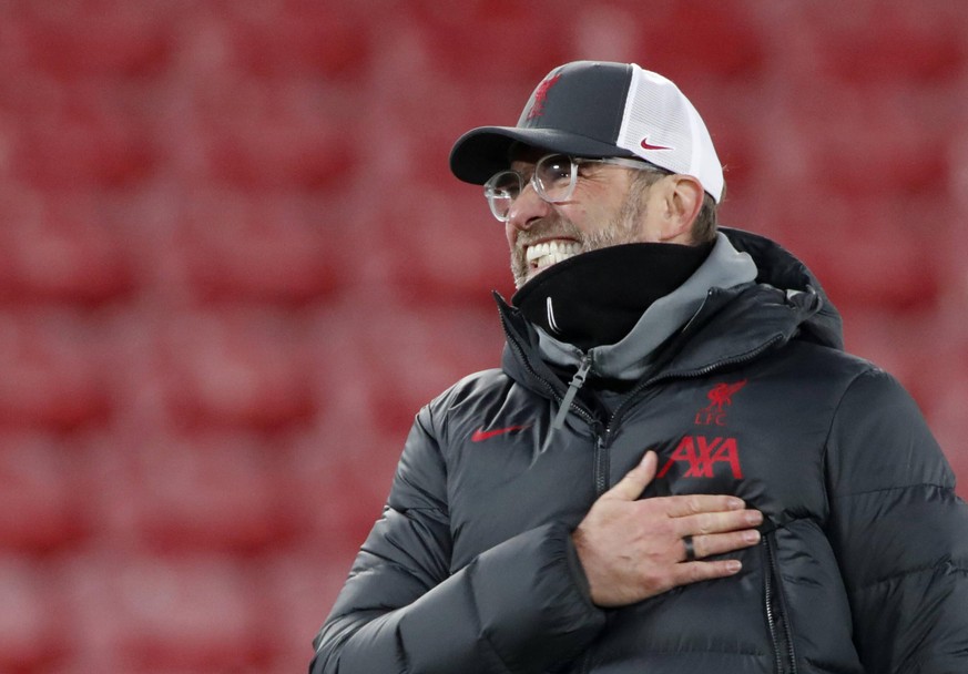 Ergriffen: Kloppo freute sich über ein 4:0 gegen die Wolverhampton Wanderers in der Premier League – und vor allem: über die Rückkehr von rund 2000 Fans ins Stadion Anfield.