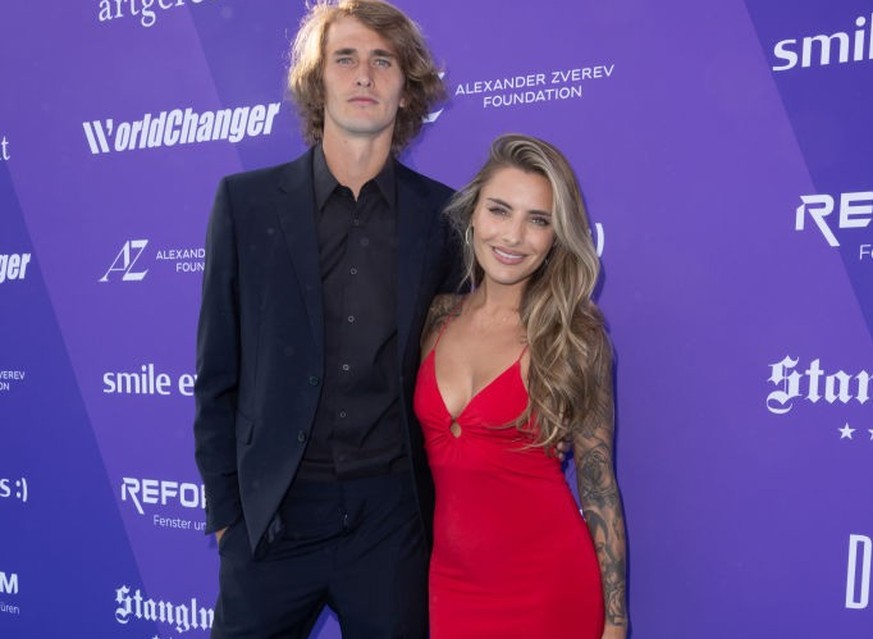 GOING, AUSTRIA - JUNE 26: Alexander Zverev and Sophia Thomalla attend 1st WorldChanger Tennis Tournament In Aid Of The Alexander Zverev Foundation at Hotel Stanglwirt on June 26, 2023 in Going, Austri ...