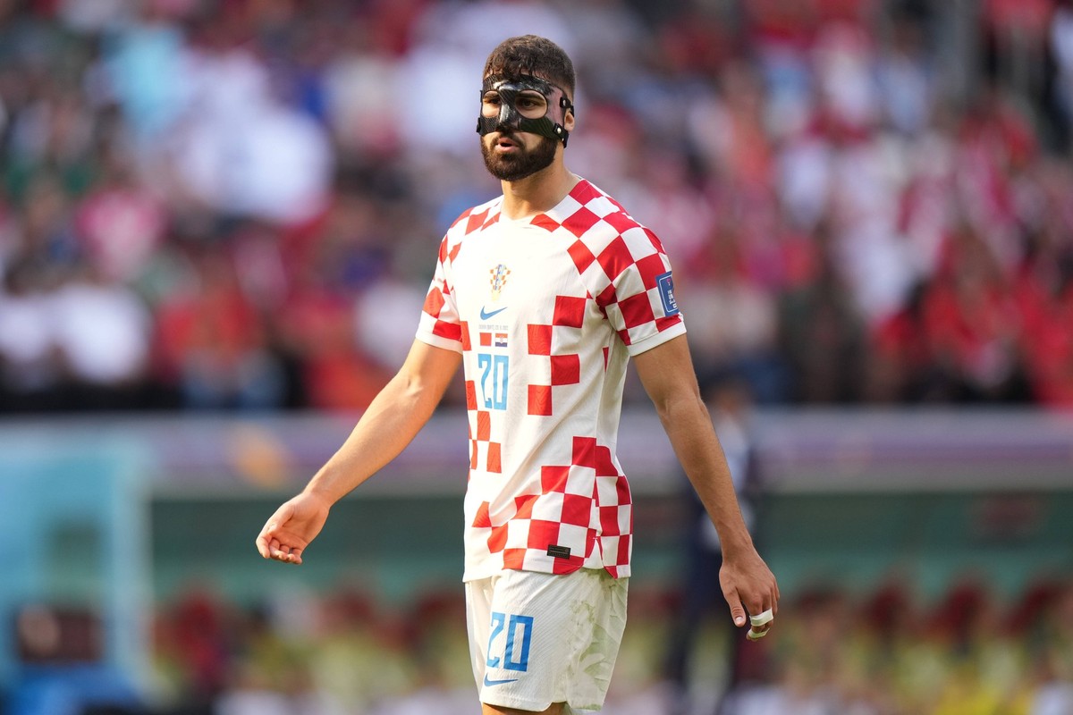 QAT: Croatia-Morocco. Qatar 2022 World Cup. Josko Gvardiol of Croatia during the Qatar 2022 World Cup match, group F, date 1, between Morocco and Croatia played at Al Bayt Stadium on Nov 23, 2022 in A ...