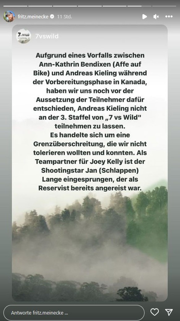 Die Produktion verkündet, dass Andreas Kieling doch nicht an dem Format teilnimmt.