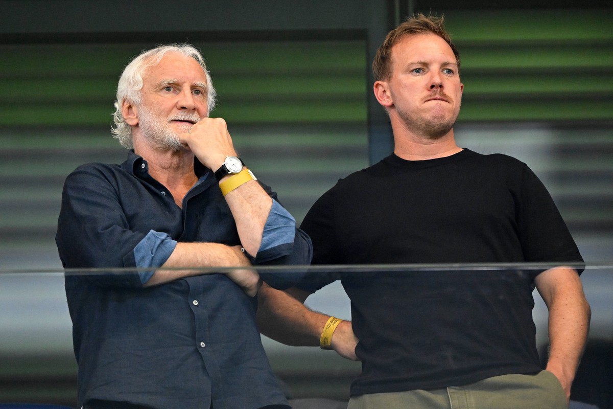 Bratislava, Narodny futbalovy stadion - Tehelne Pole, 28.06.25, SVK, Herren, UEFA U21, U 21 Europameisterschaft, Finale, England-Deutschland Bild: v.li. Rudi VOELLER, Julian NAGELSMANN UEFA regulation ...