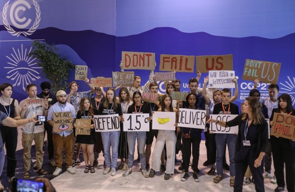 SHARM EL SHEIKH, EGYPT - NOVEMBER 19: Climate activists held demonstration in front of International Convention Center to protest the negative effects of climate change, as the UN climate summit COP27 ...