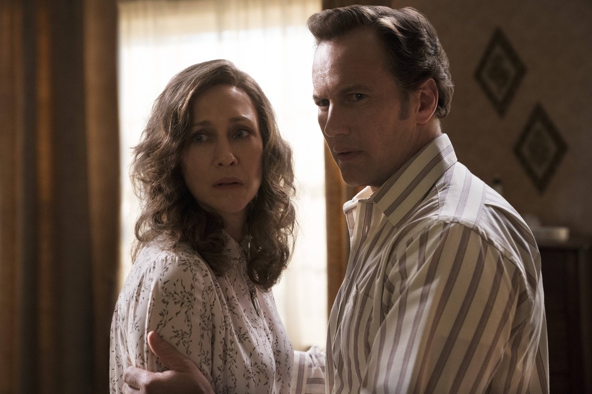 The Conjuring 3: The Devil Made Me Do It 2021 - filmstill VERA FARMIGA as Lorraine Warren and PATRICK WILSON as Ed Warren The Conjuring 3: The Devil Made Me Do It 2021 EDITORIAL USE ONLY Copyright: xB ...